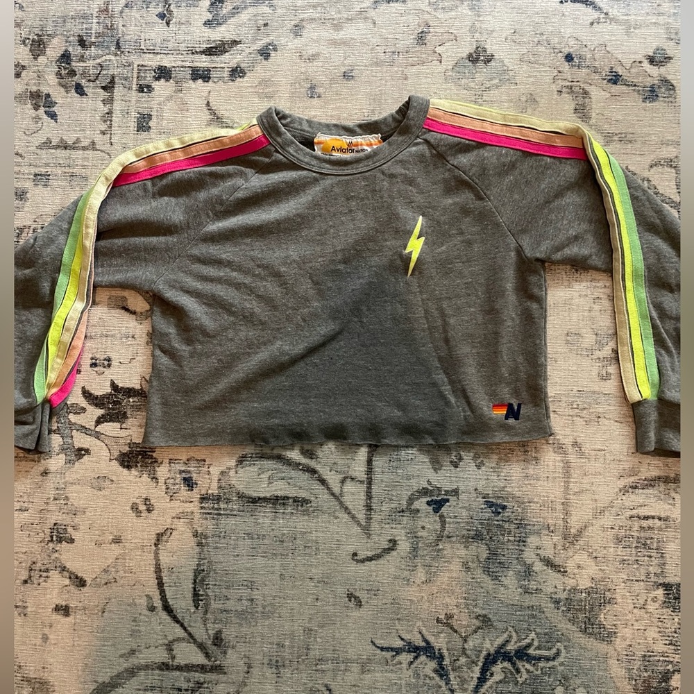 Aviator Nation Bold embroidery classic cropped crew sweatshirt
